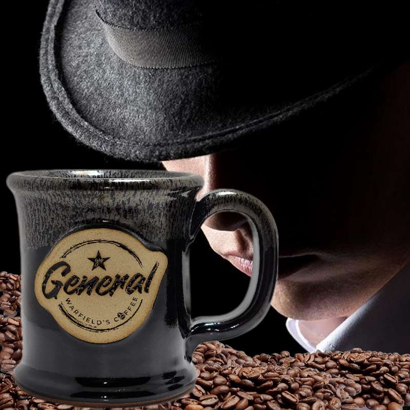 Lifestyle image of General Warfield's Coffee "Silver Star" 14 ounce Mug
