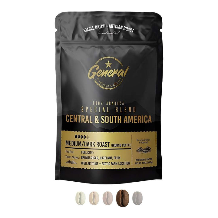 Front view of Central and South America Special blend coffee packaging 