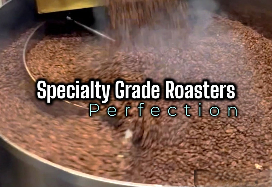 General Warfield’s Coffee fresh coffee beans being roasted to perfection inside a small drum by our master artisans