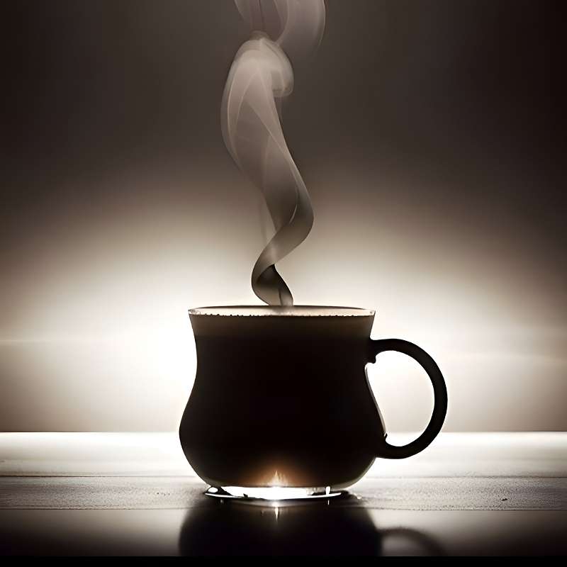 Steaming hot cup of coffee image for about us section link