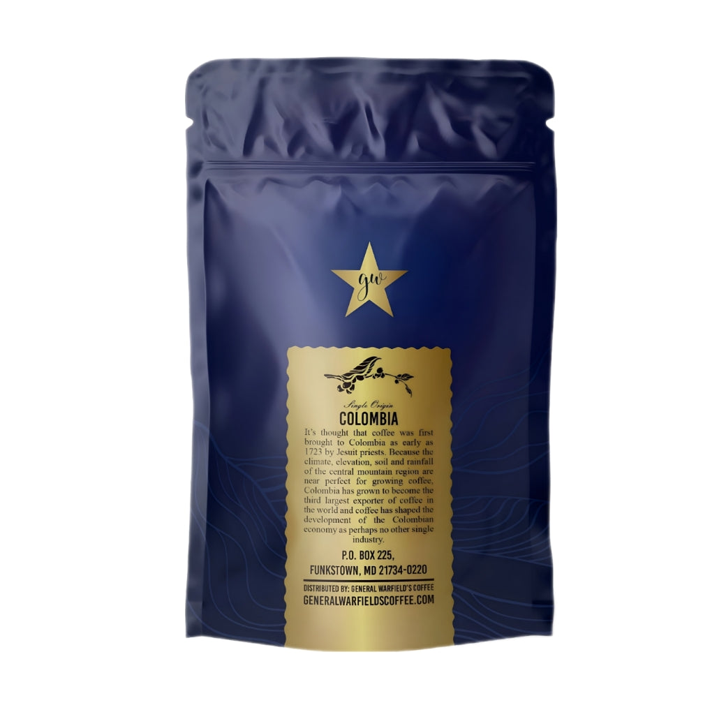 Back view of 100% Arabica Single Origin Coffee - Colombia Medium Roast Single Origin Colombian Coffee
